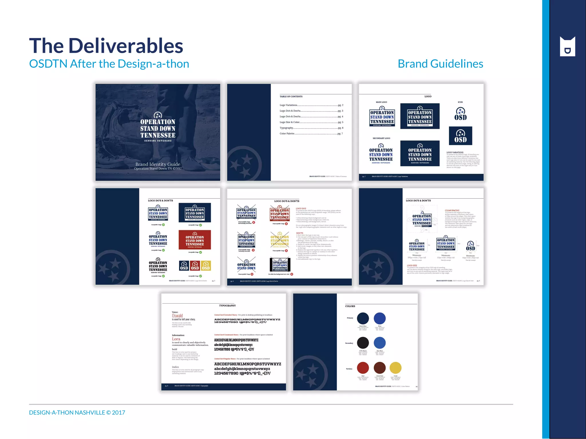 DESIGN-A-THON NASHVILLE © 2017
The Deliverables
OSDTN After the Design-a-thon Brand Guidelines
 
