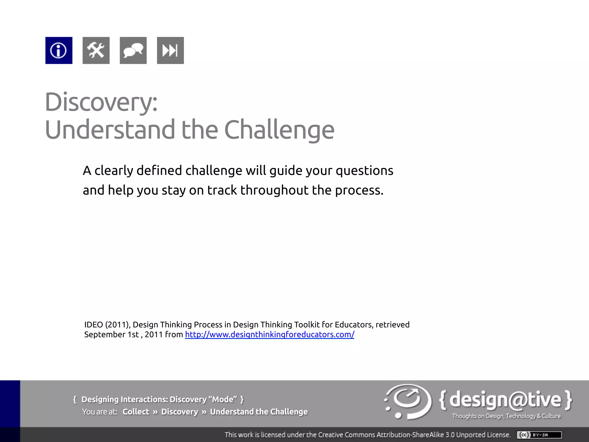 IDEO (2011), Design Thinking Process in Design Thinking Toolkit for Educators, retrieved
September 1st , 2011 from http://www.designthinkingforeducators.com/
 