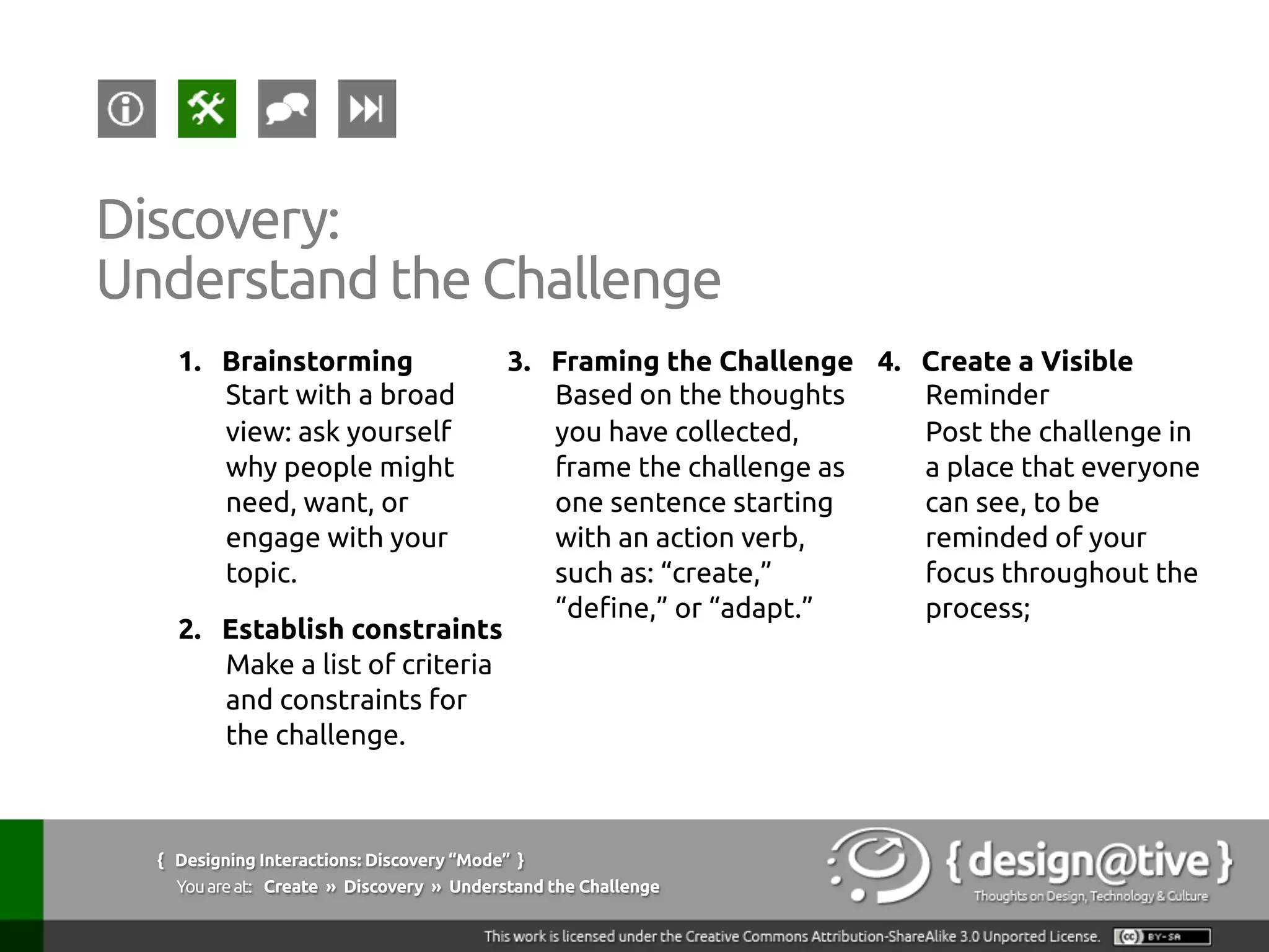 { Designing Interactions: Discovery “Mode” }
Youareat: Collect » Ethnography » Definitions
It is often employed for gathering empirical data on
human societies and cultures. Data collection is
often done through participant observation,
interviews, questionnaires, etc.
Ethnography:
Definitions
Wikipedia (2011), Ethnography, retrieved on September 13th, 2011 from
http://en.wikipedia.org/wiki/Ethnography
 
