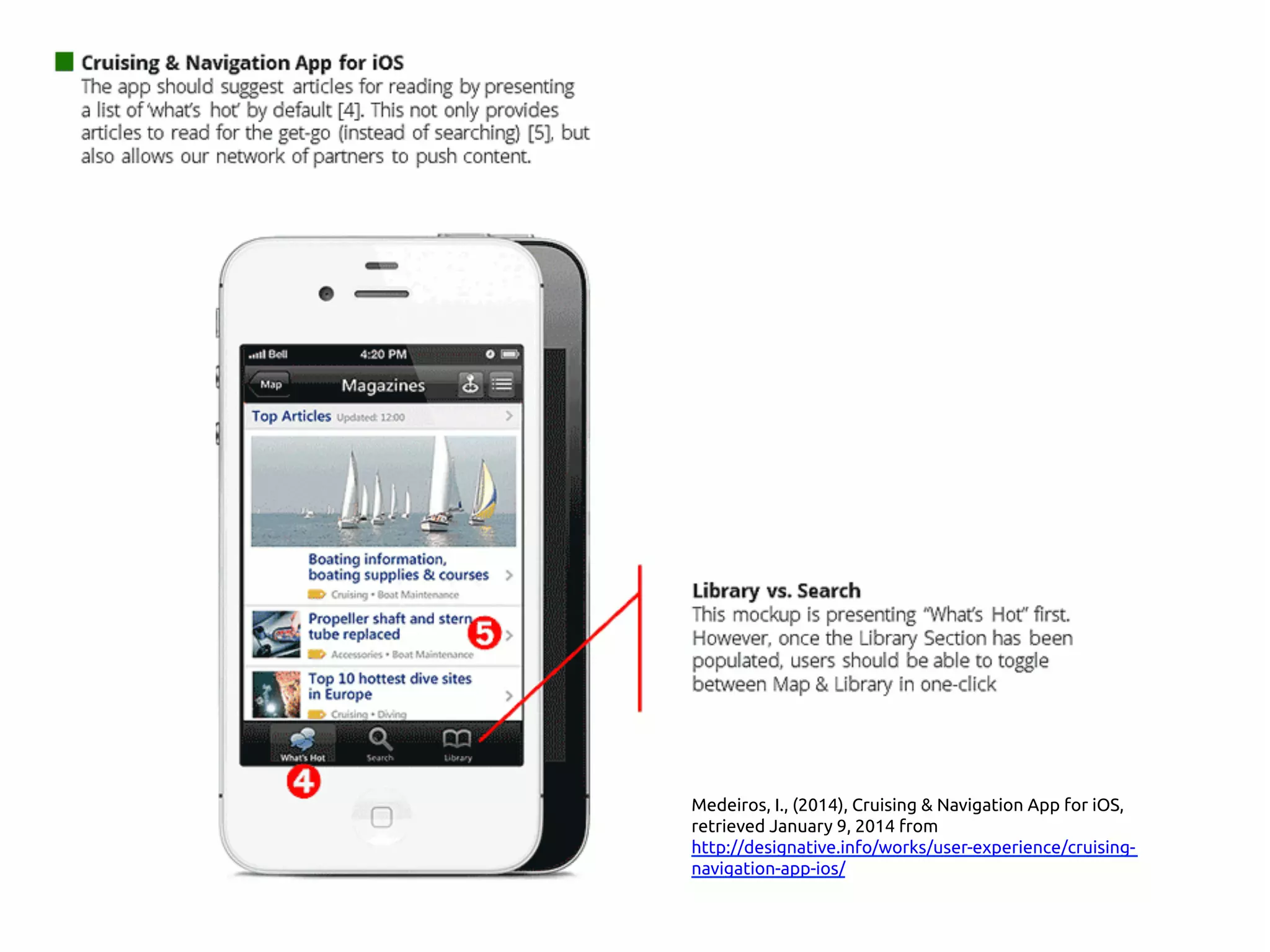 Medeiros, I., (2014), Cruising & Navigation App for iOS,
retrieved January 9, 2014 from
http://www.designative.info/portfolio/user-experience/
cruising-navigation-app-ios/ 	
 