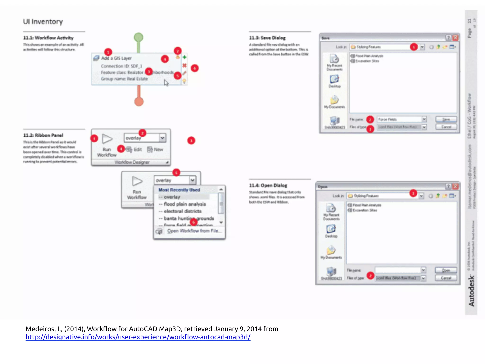 Medeiros, I., (2014), Workflow for AutoCAD Map3D, retrieved January 9, 2014 from
http://www.designative.info/portfolio/user-experience/workflow-autocad-map3d/ 	
 