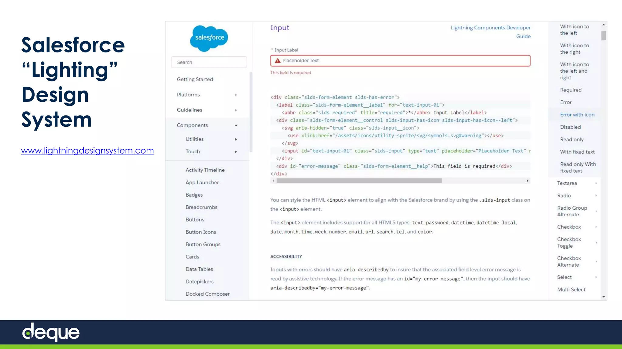 Salesforce
“Lighting”
Design
System
www.lightningdesignsystem.com
 
