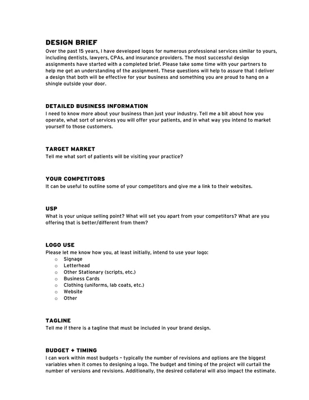 Design Brief Questionnaire PDF