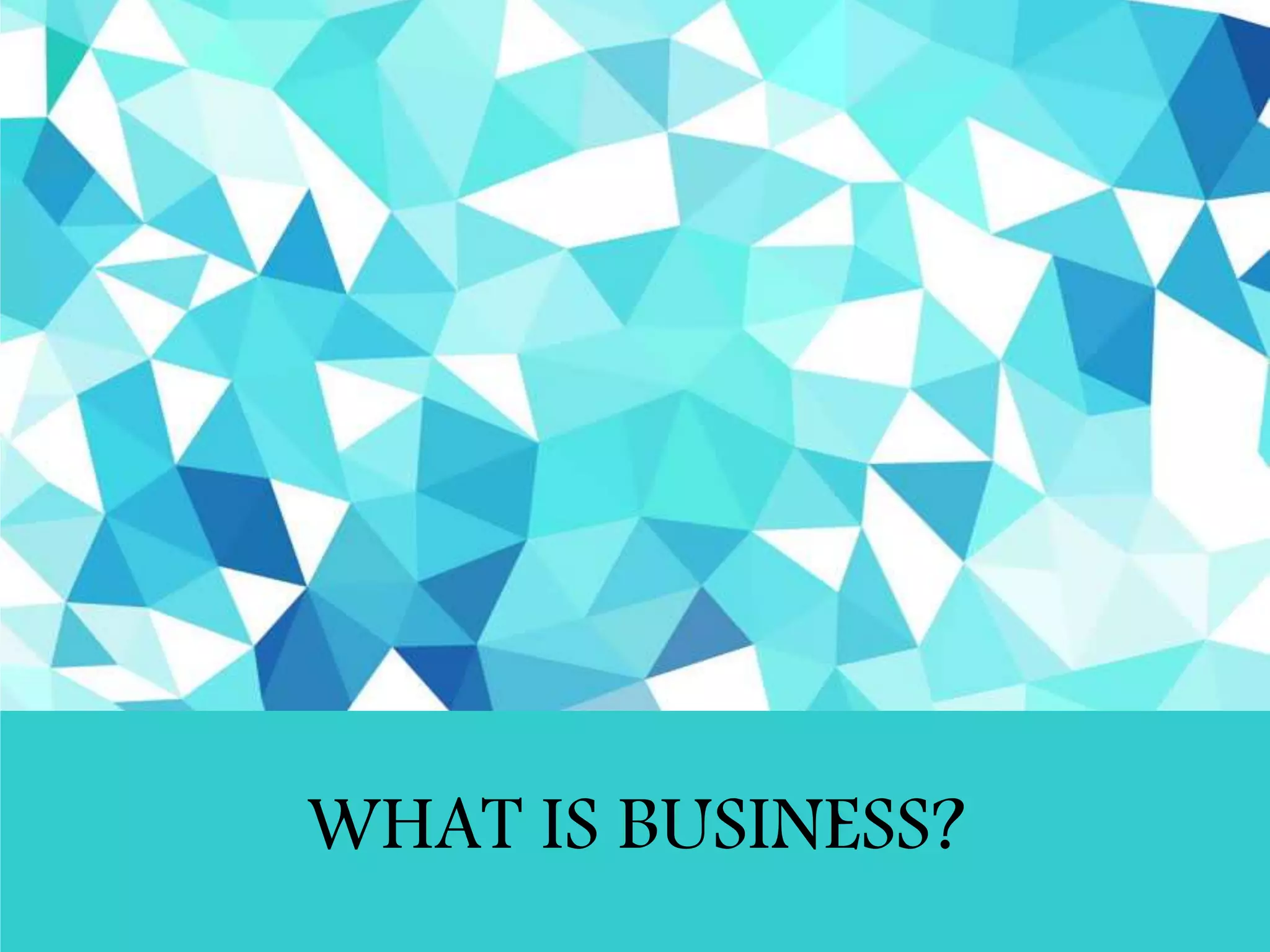 WHAT IS BUSINESS?
 