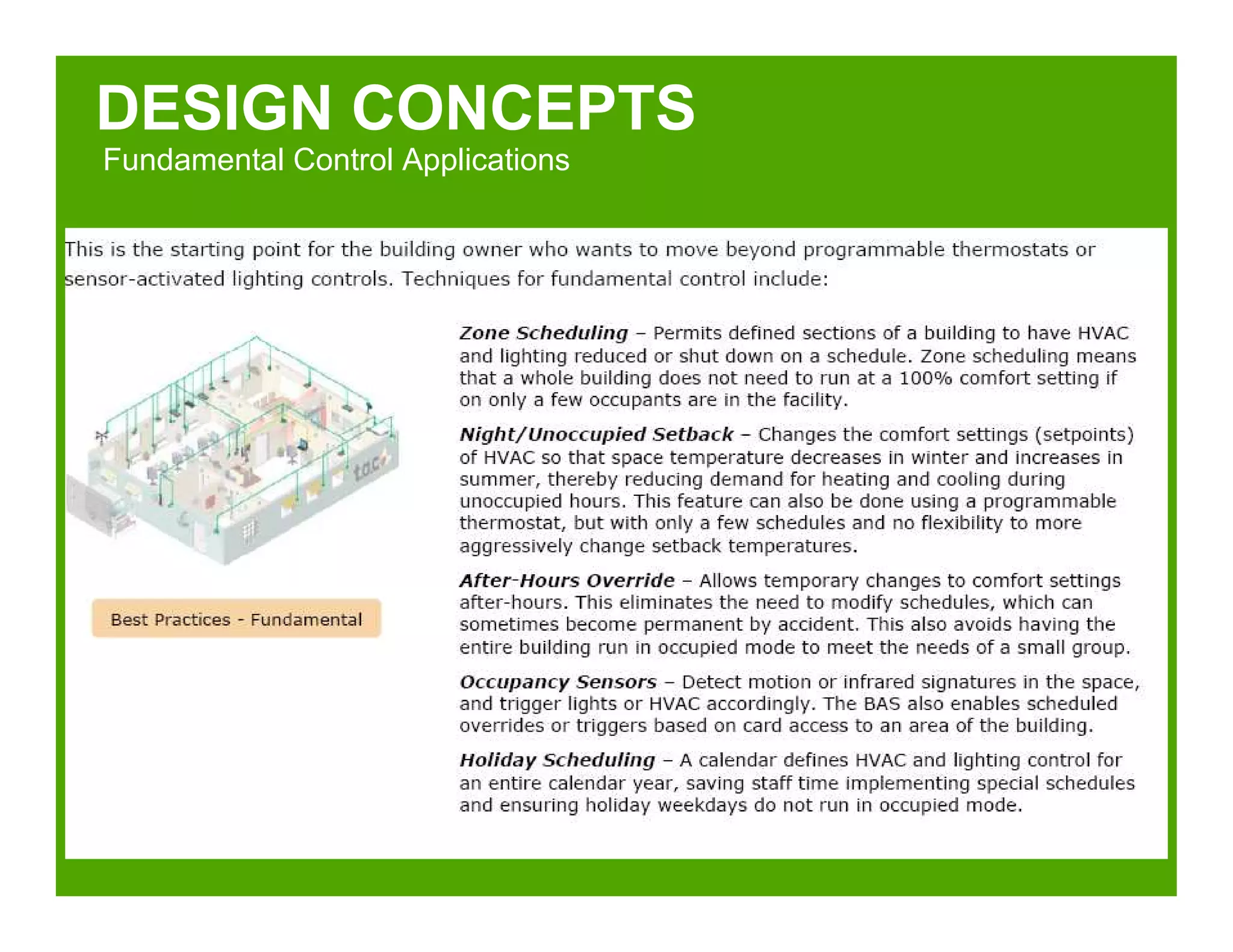 DESIGN CONCEPTS
Fundamental Control Applications
 