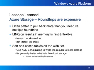 Non-key queries are scansImprove performance by scopingUsually by partition keyBut what about by table?3 tablesTop 1,000 popular itemsTop 10,000 popular itemsEverythingNow arbitrary “top 1,000” queries are fastBetter locality than clever partition keysWrite many is one approach