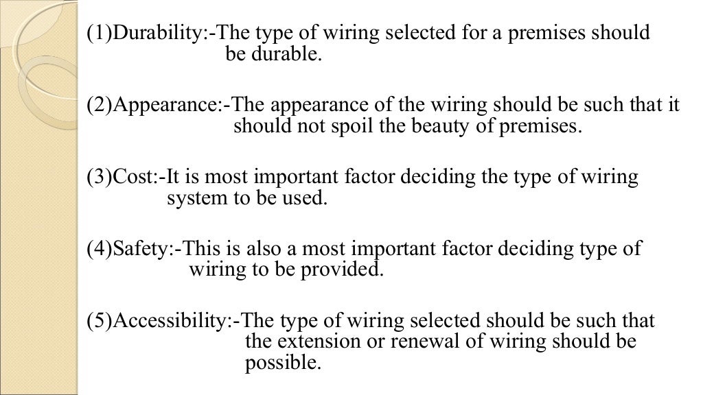 Design considerations of electrical installations