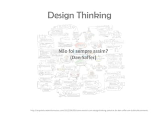 Design Thinking


                            Não foi sempre assim?
                                 (Dan Saffer)




http://arquiteturadeinformacao.com/2012/04/09/como-mentir-com-designthinking-palestra-de-dan-saffer-em-dublin/#comments
 