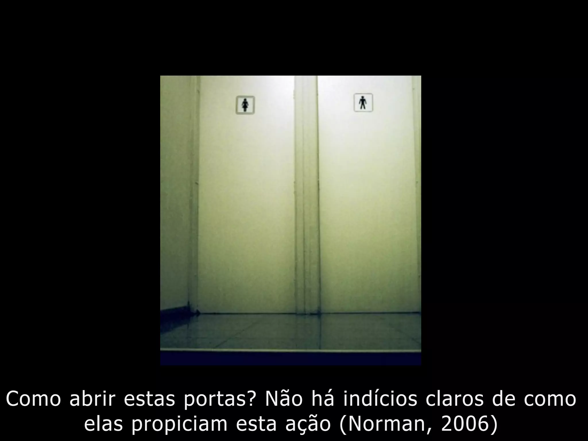 Como abrir estas portas? Não há indícios claros de como
elas propiciam esta ação (Norman, 2006)
 