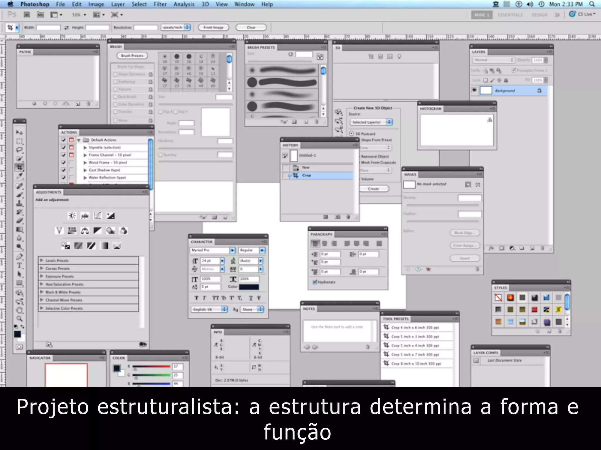 Projeto estruturalista: a estrutura determina a forma e
função
 
