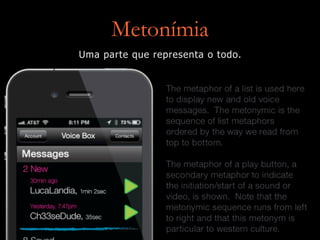 Metonímia
Uma parte que representa o todo.
 