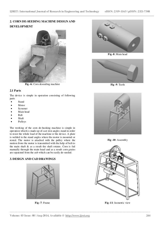 Design Development And Fabrication Of A Low Cost Corn Deseeding Mach Design Development And Fabrication Of A Low Cost Corn Deseeding Mach