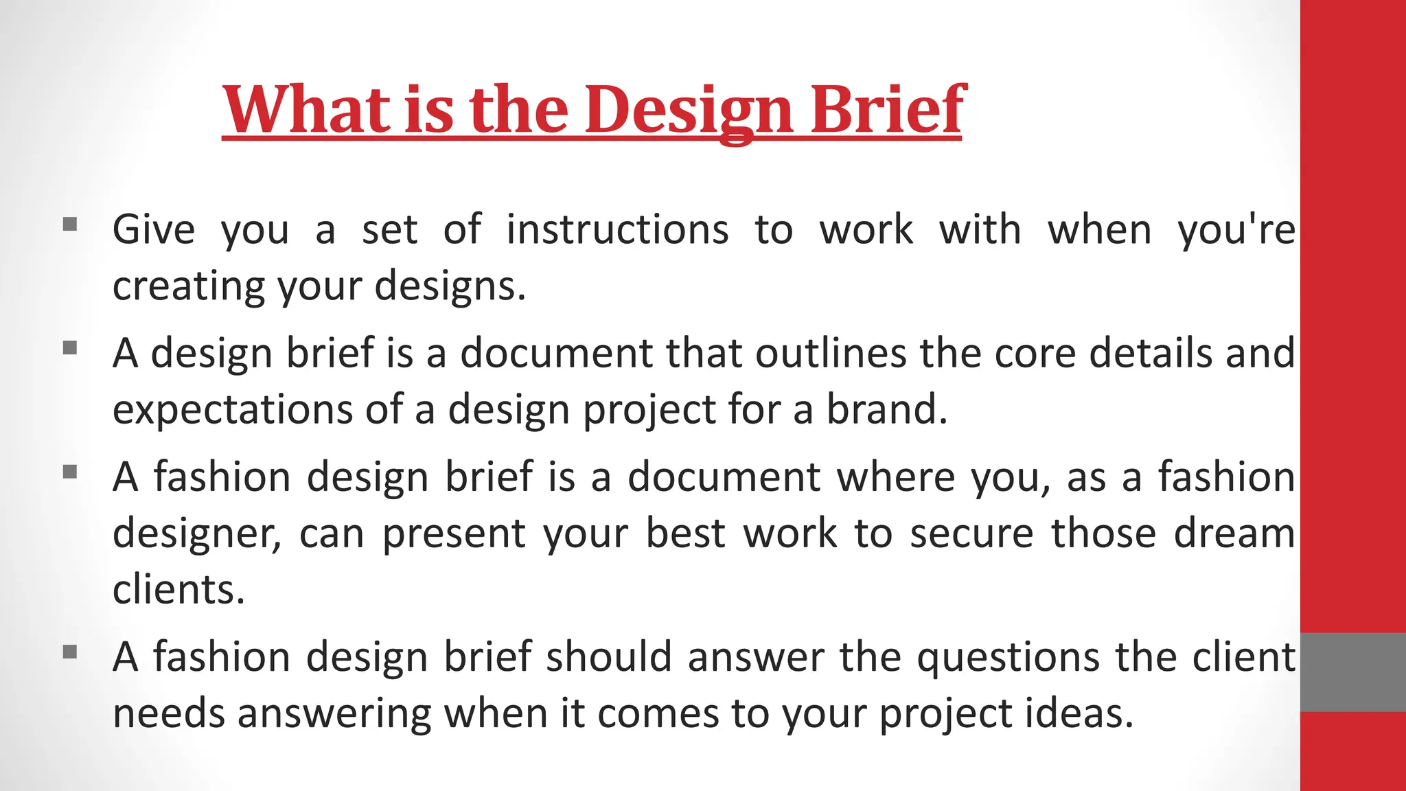 what is fashion design brief and its importance PPT
