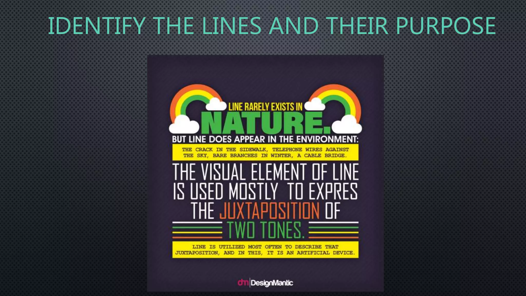 IDENTIFY THE LINES AND THEIR PURPOSE
 