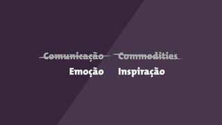 Comunicação
Emoção
Commodities
Inspiração
 