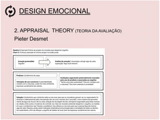 DESIGN EMOCIONAL
2. APPRAISAL THEORY (TEORIA DA AVALIAÇÃO)
Pieter Desmet
 