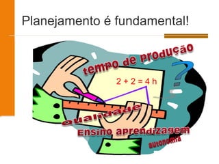 Planejamento é fundamental!



               2+2=4h
 
