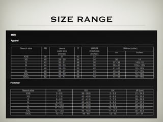 SIZE RANGE
 