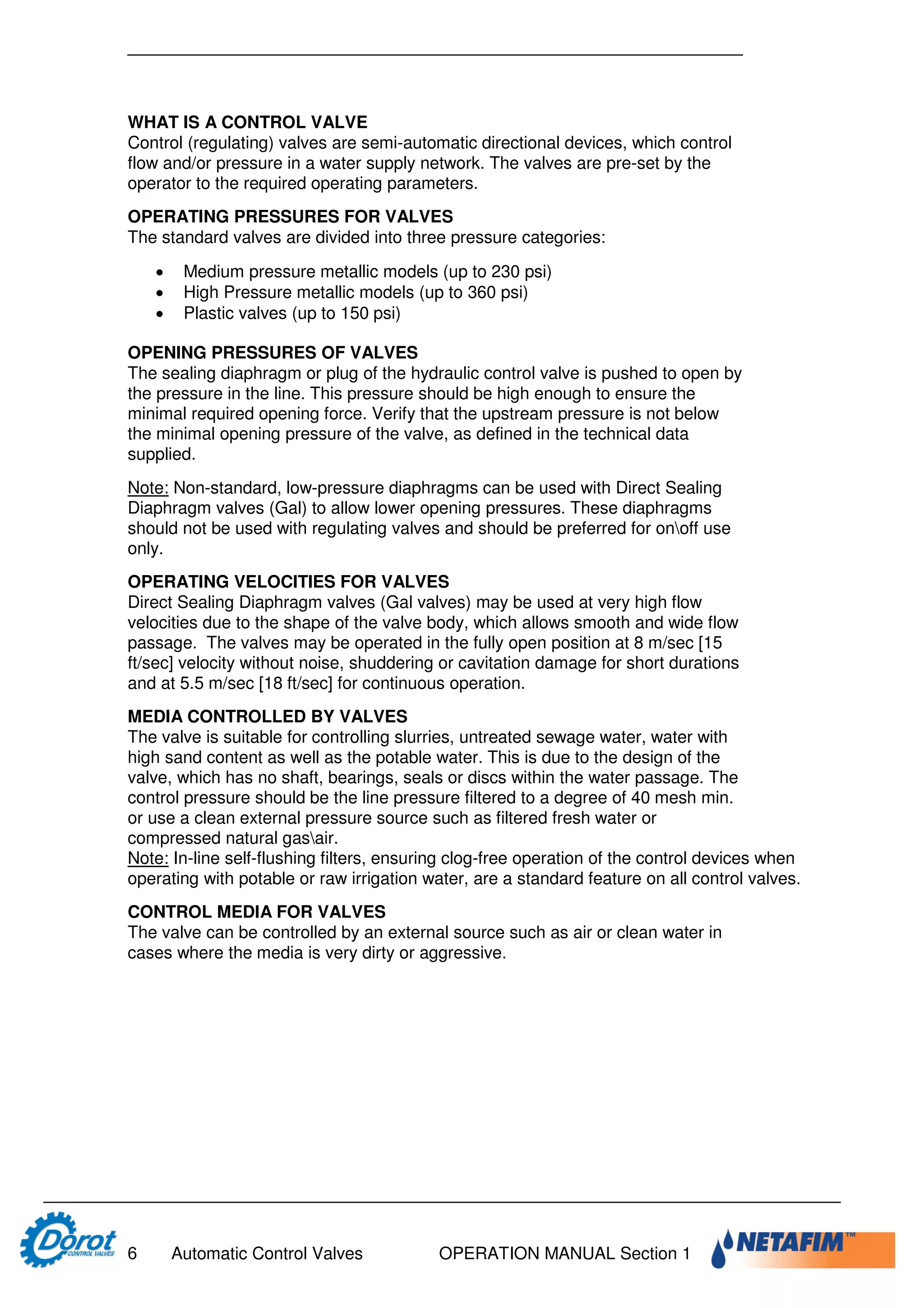 Designer and operator manual dorot | PDF