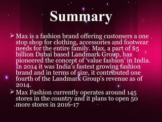 Indian Fashion Designer and retail store summary PPT