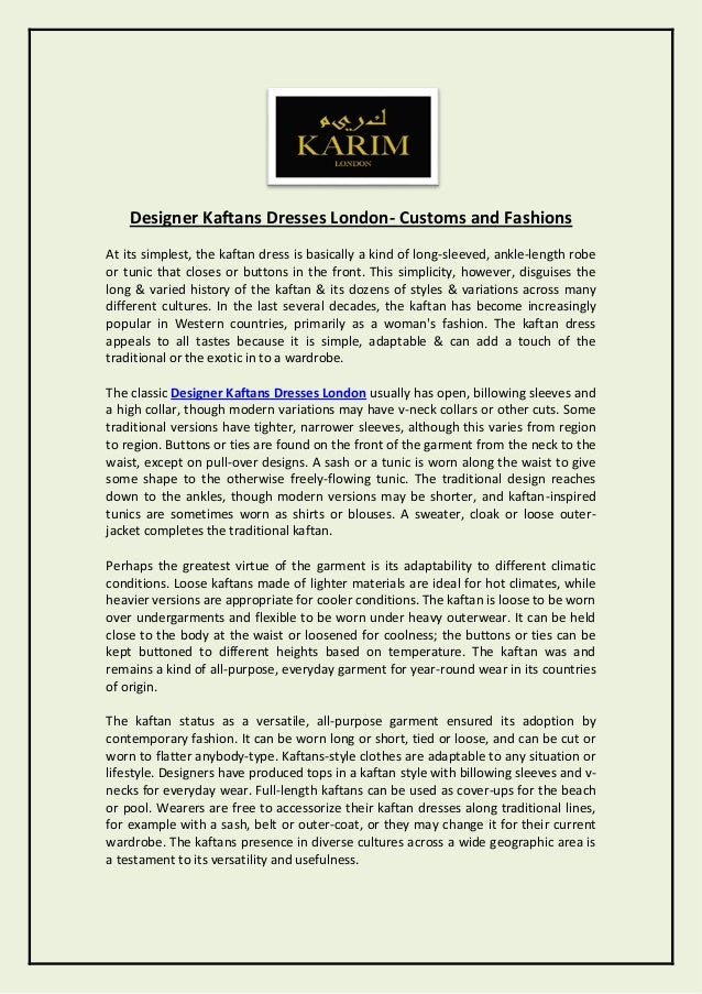 Designer kaftans dresses london customs and fashions