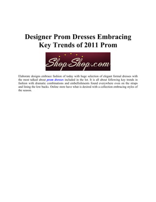 Designer prom dresses 2011