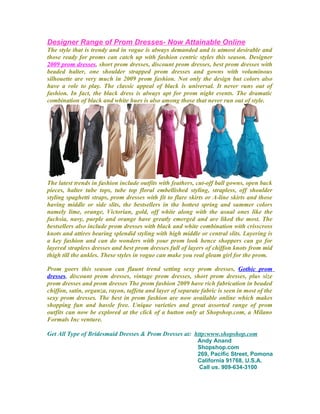 Designer range of prom dresses