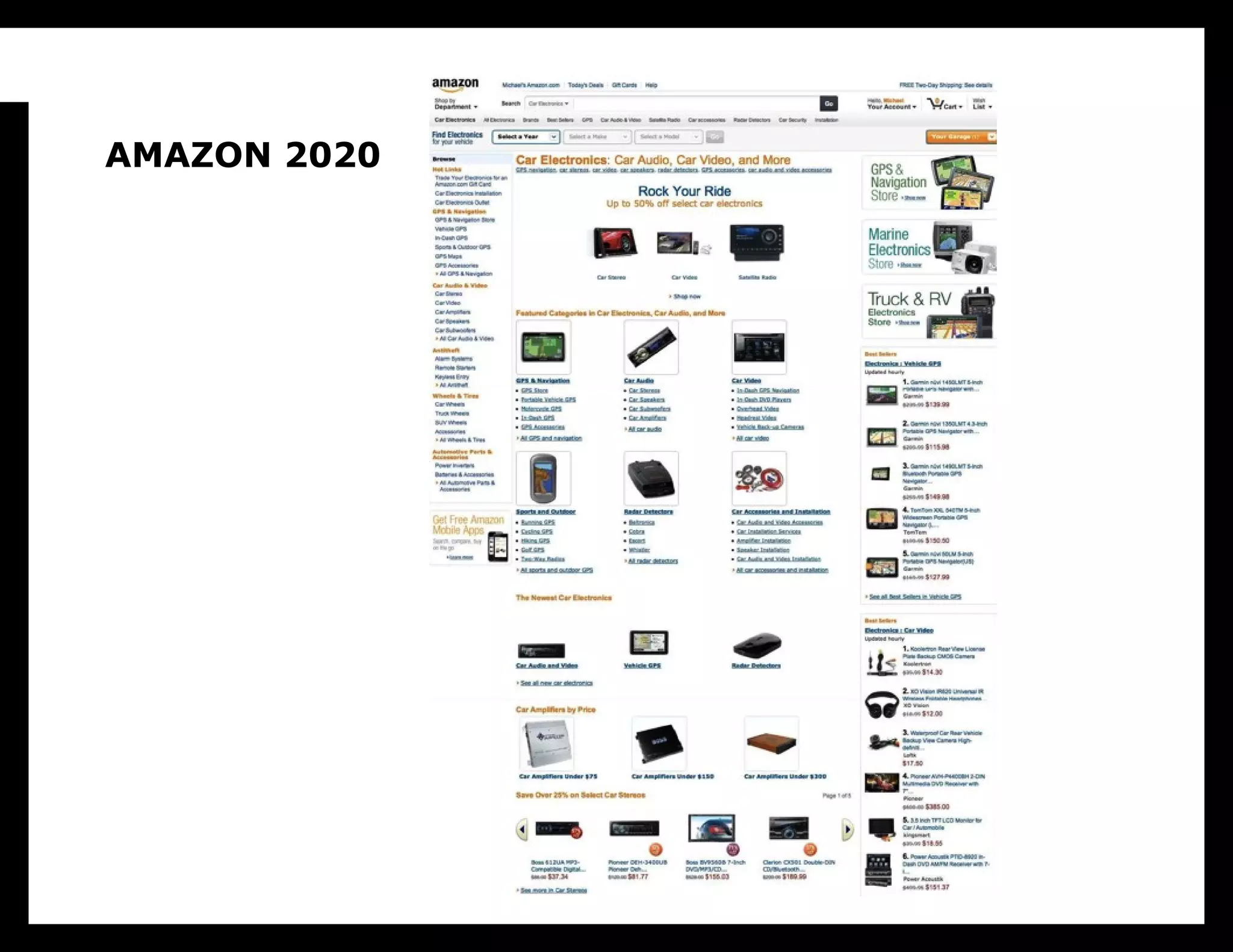 AMAZON 2020

Imagine Amazon 8 years from now. It looks
like this. Yes, it looks exactly like the
Amazon today. It has all of the familiar ways
to discover new products, to compare them,
to see what people think of them, to see what
goes with what. It has wish lists, Gold Boxes,
the whole thing. But there’s a crucial
difference. Instead of Amazon being the front
end to a fulfillment system, as it is today, the
Amazon of 2020 is the front end to a set of
factories.
 