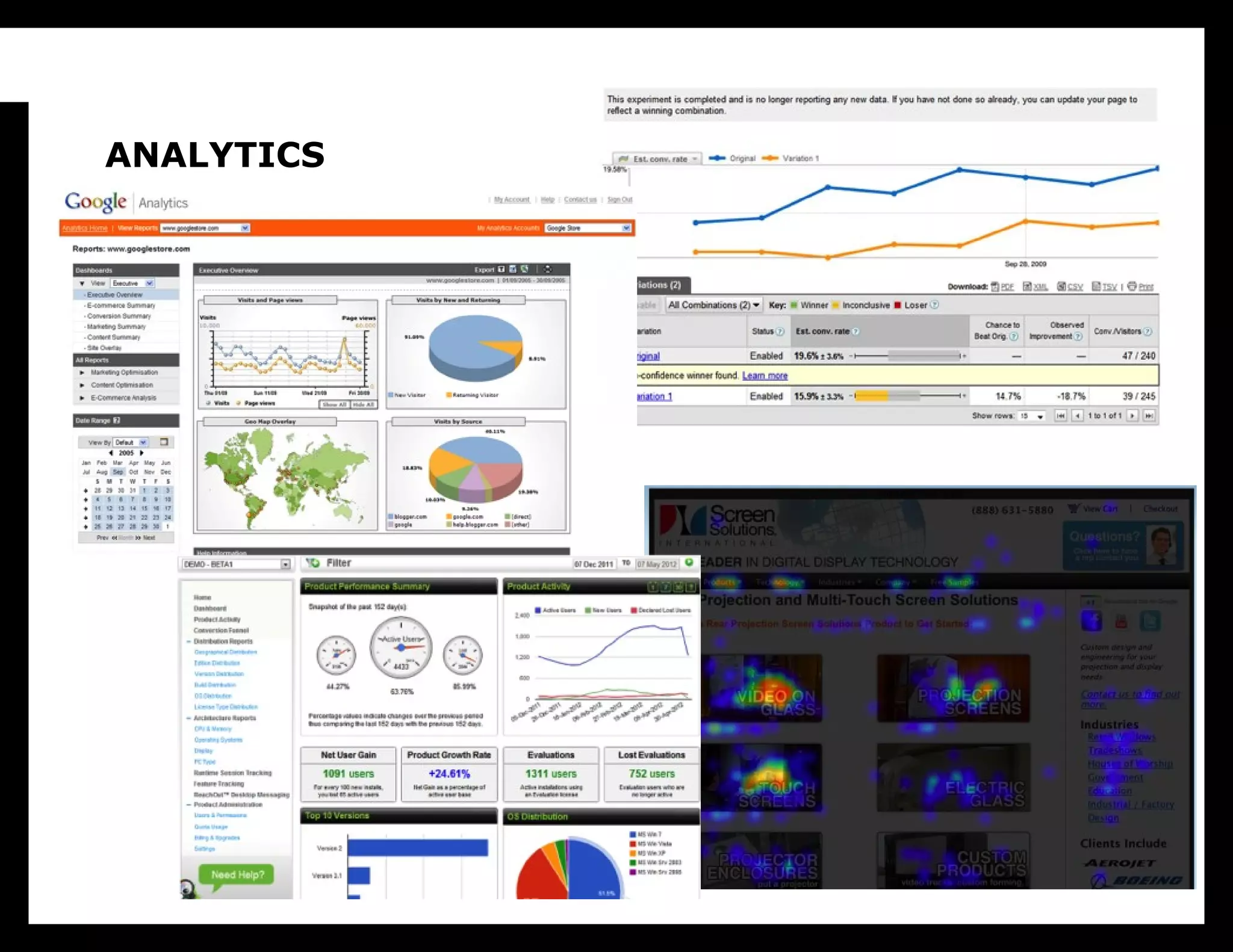 ANALYTICS   The difference is analytics. When you order
            from the Amazon of 2020 a counter is
            incremented that registers that you, a human
            being with a set of well-known behaviors
            and a demographic background, decided to
            buy this specific version of this specific idea.
            Moreover, since the world of 2020 is a world
            of ubiquitous computing, every product has a
            small bit of digital hardware in it that tracks
            how the product is used and, with your
            implicit permission, sends that information
            back to a central server, which aggregates
            and anonymizes the results.

            This is of course exactly how large-scale
            Web design works, but now we will map it to
            all products.
 