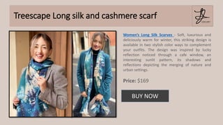 Treescape Long Silk & Cashmere Scarf