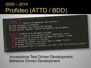 2009 – 2014

Profideo (ATTD / BDD)




Acceptance Test Driven Development
Behavior Driven Development

 