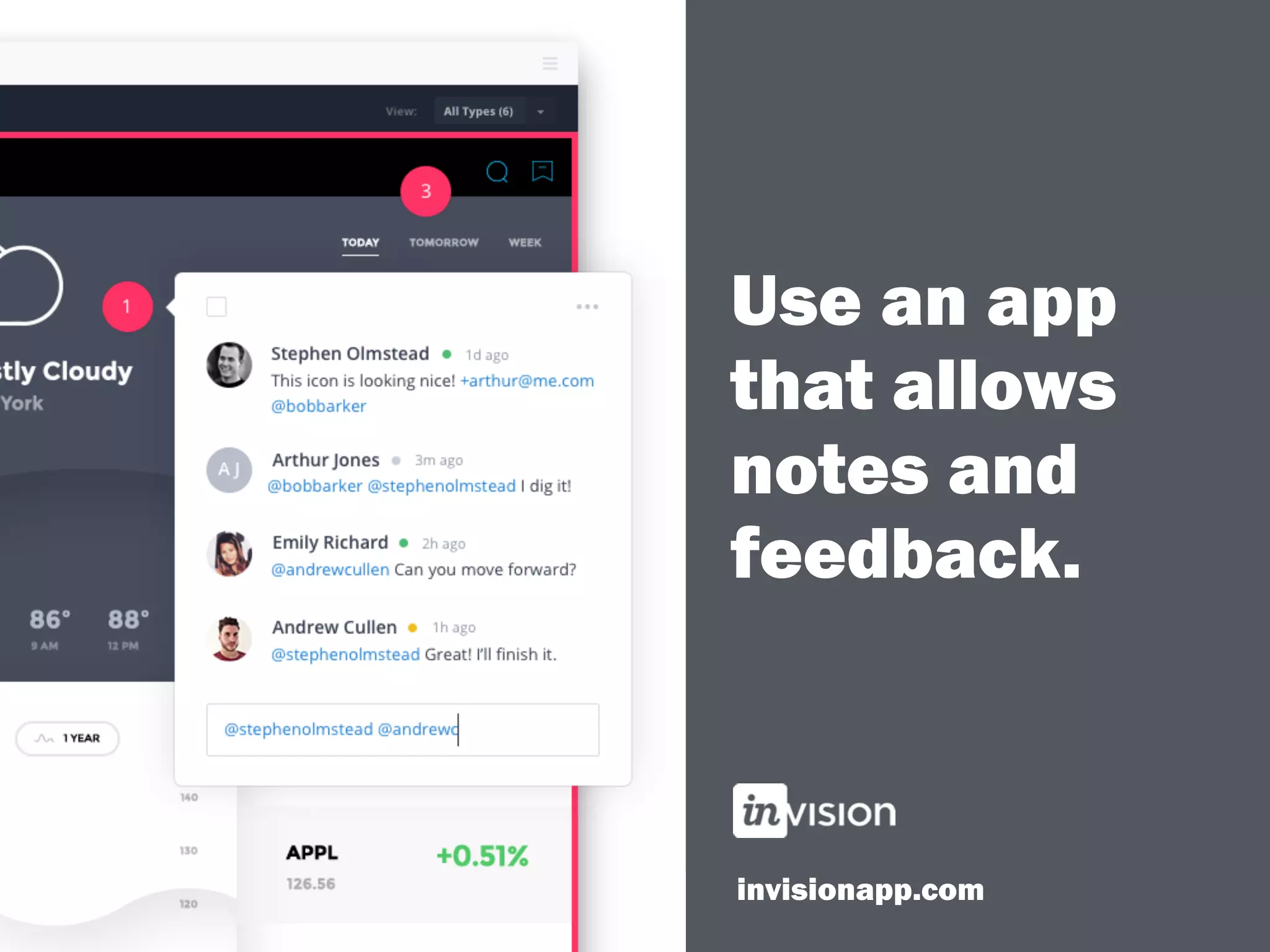 Use an app
that allows
notes and
feedback.
invisionapp.com
 