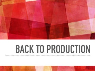 BACK TO PRODUCTION
 