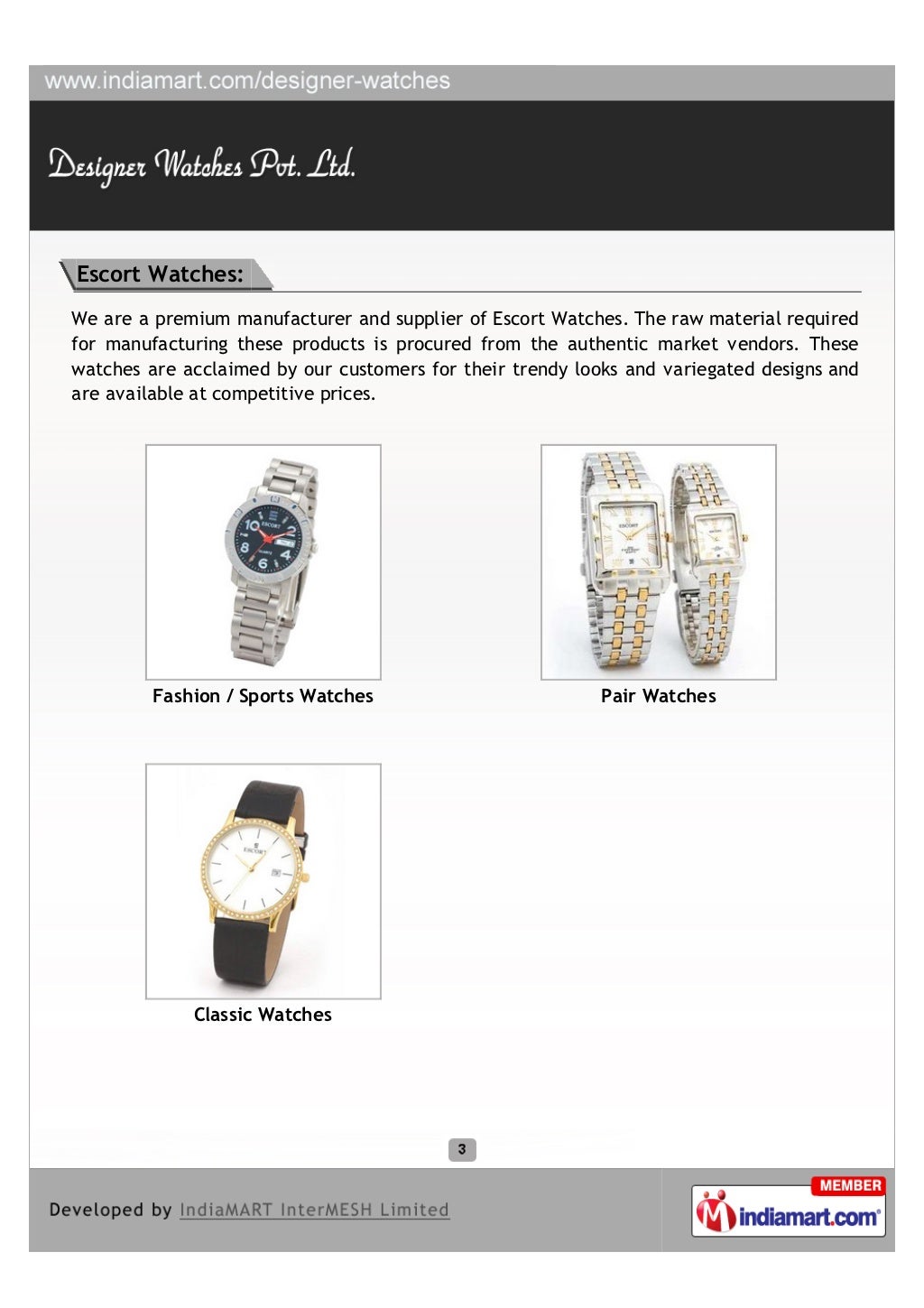 Designer Watches Private Limited, Mumbai, Escort Watches