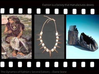 Fashion is a factory that manufactures desires




The Dynamics of Fashion ( Second Edition) – Elaine Stone
 