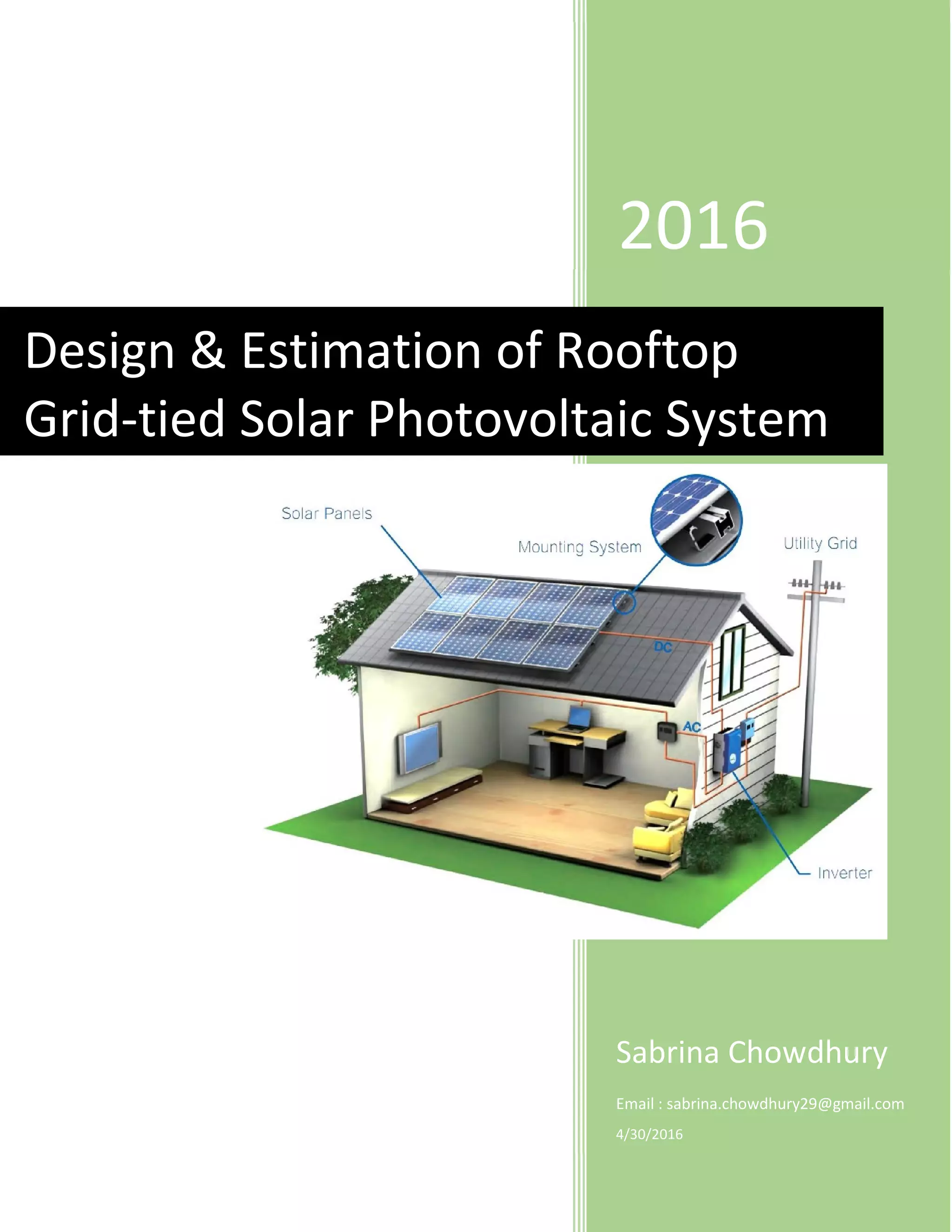 Design & estimation of rooftop grid tied solar pv system | PDF