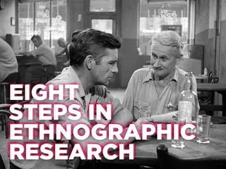 EIGHT
EIGHT
STEPS IN
STEPS IN
ETHNOGRAPHIC
ETHNOGRAPHIC
RESEARCH
RESEARCH

 