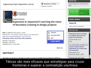 Táticas são mais eficazes que estratégias para cruzar
fronteiras e superar a contradição uso/troca
 