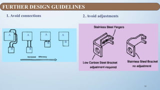 16
1. Avoid connections 2. Avoid adjustments
A
B
A A A
B
B B
FURTHER DESIGN GUIDELINES
 