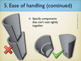 5. Ease of handling (continued)
Specify components
that can’t nest tightly
together
 