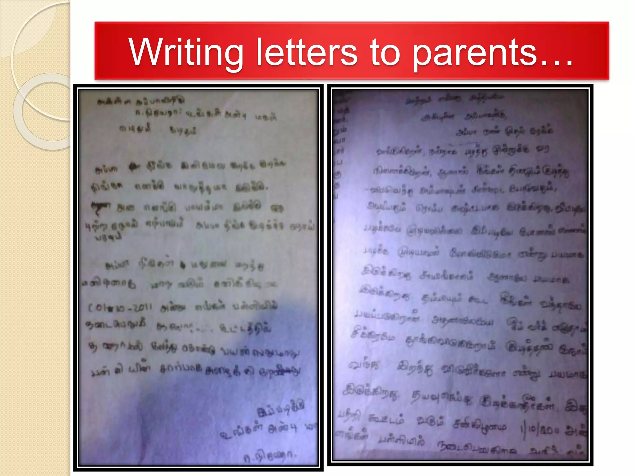 Writing letters to parents…