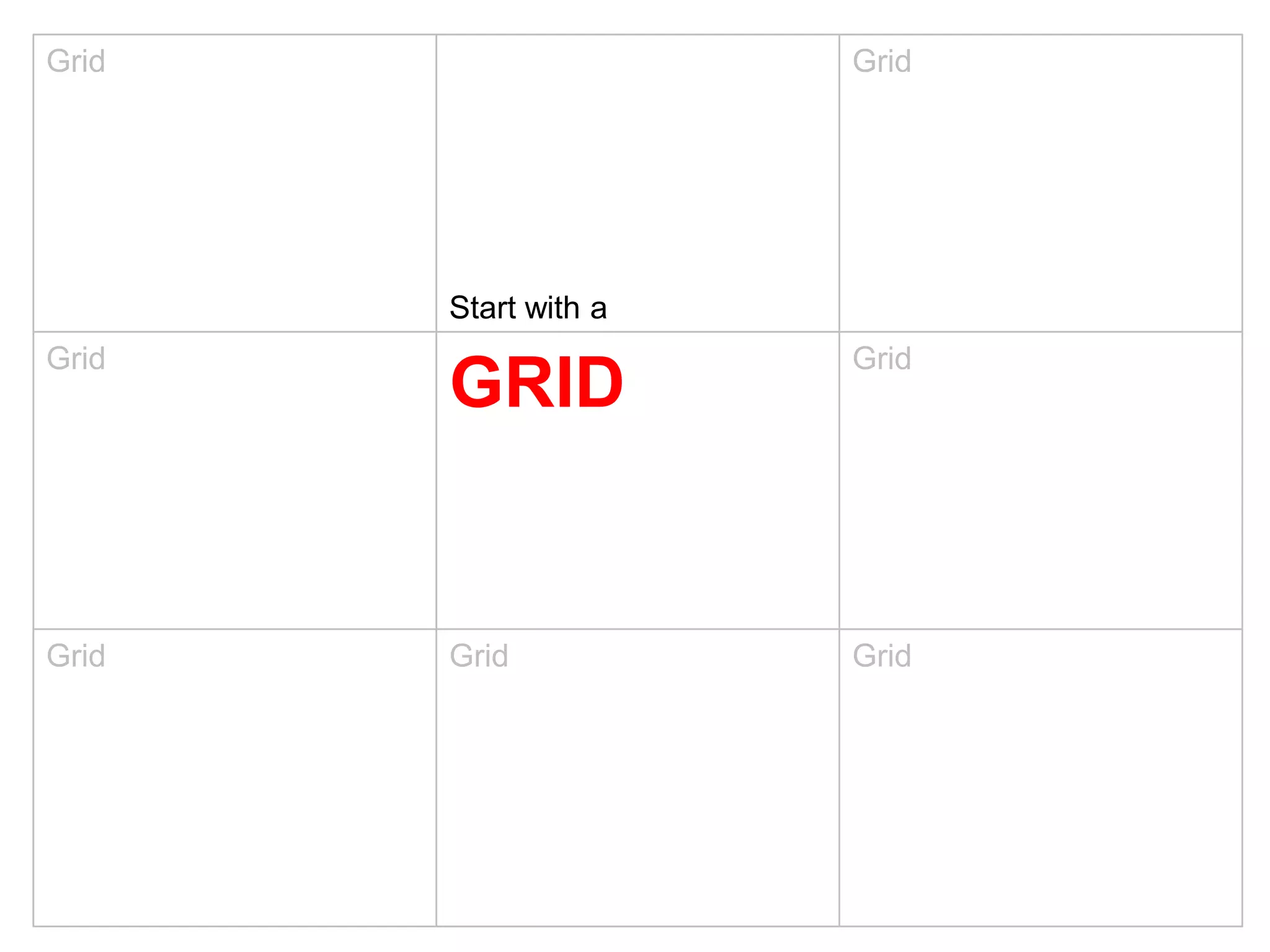 Grid                  Grid




       Start with a
Grid                  Grid
       GRID


Grid   Grid           Grid
 