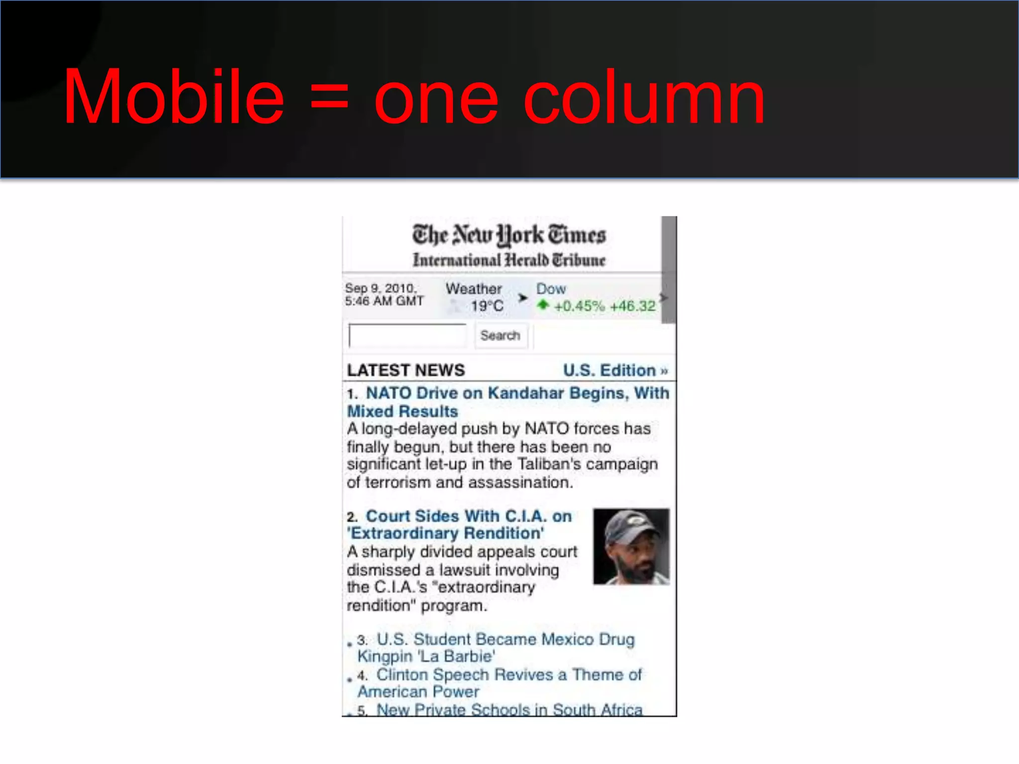Mobile = one column
 