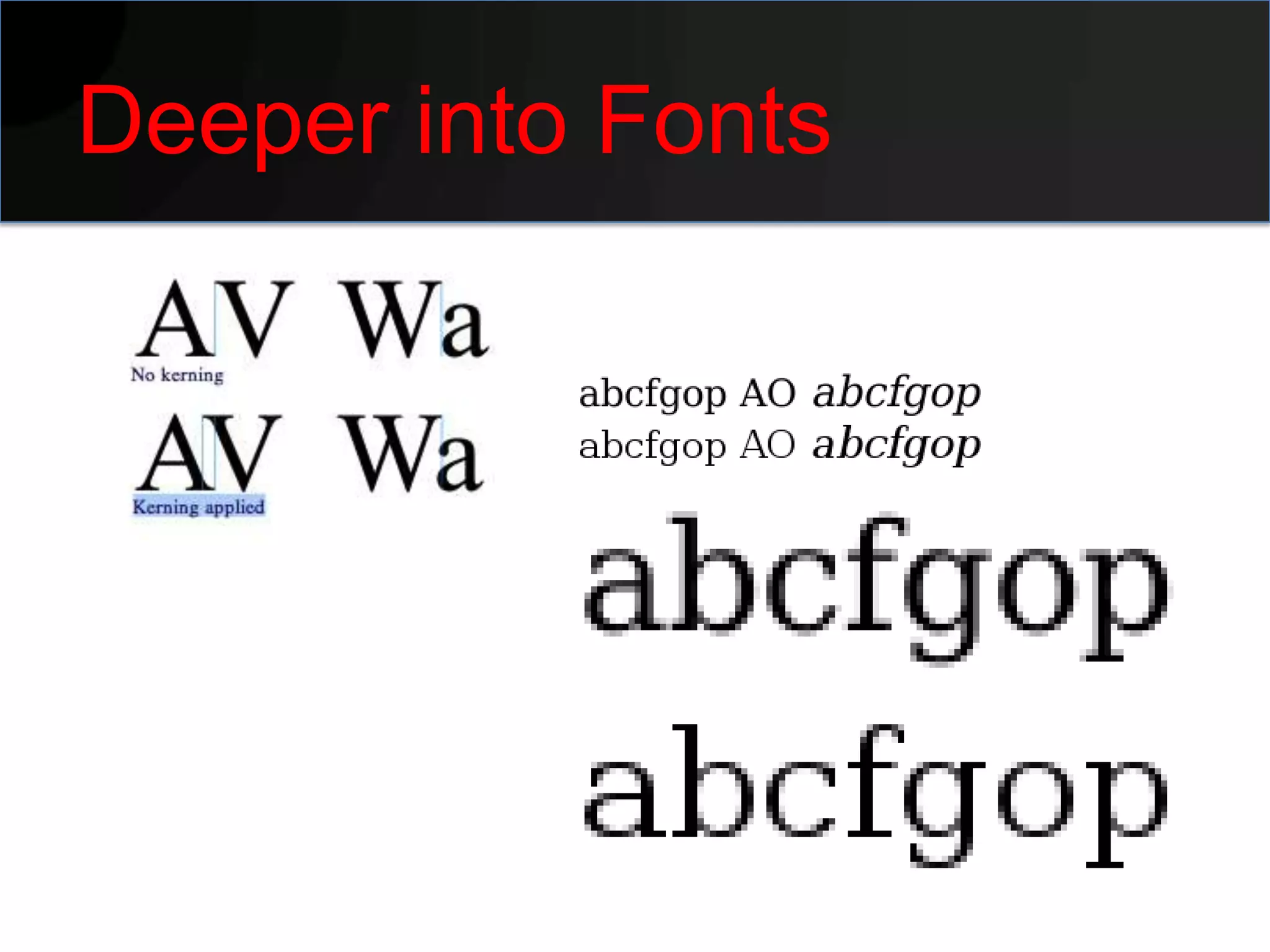 Deeper into Fonts
 