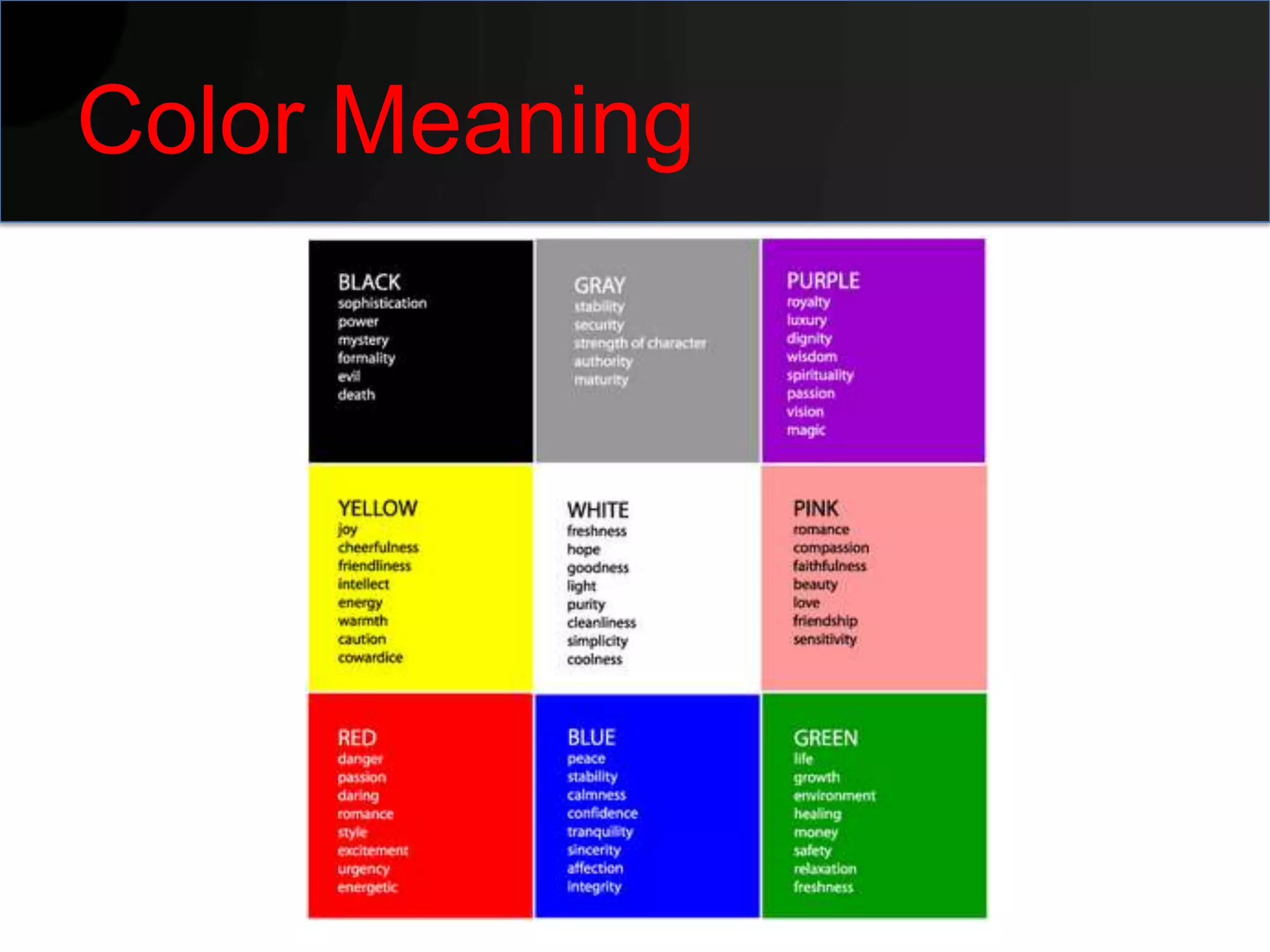 Color Meaning
 