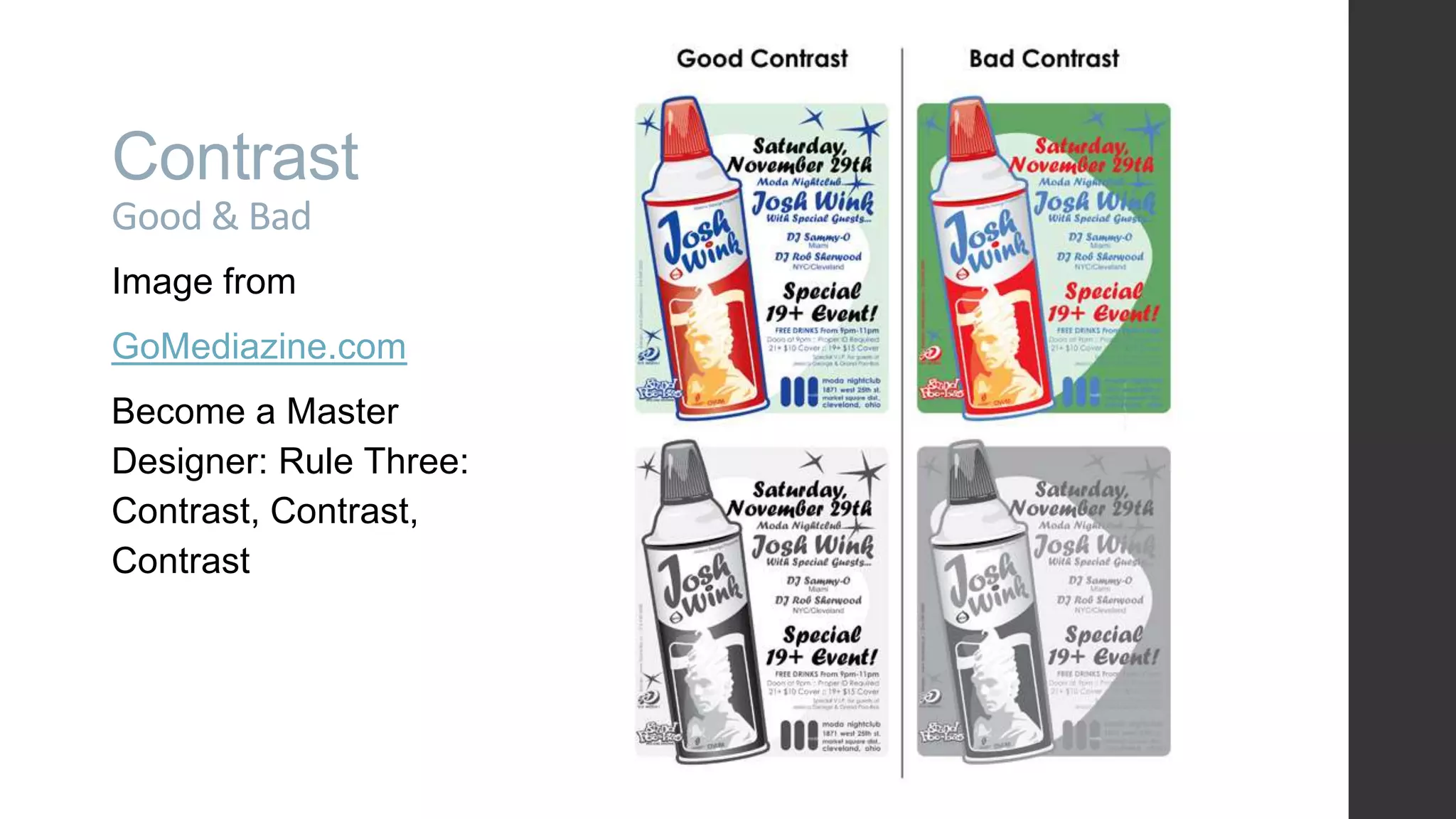 Contrast Good & Bad Image from GoMediazine.com Become a Master Designer: Rule Three: Contrast, Contrast, Contrast 