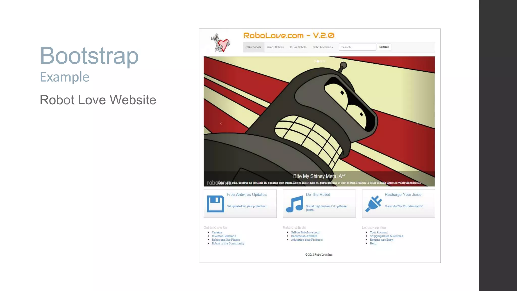 Bootstrap Example Robot Love Website 