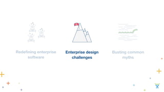 Redefining enterprise 
software 
Enterprise design 
challenges 
Busting common 
myths 
 