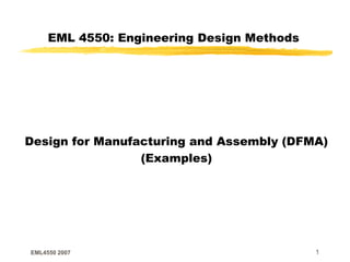 EML4550 2007 1
EML 4550: Engineering Design Methods
Design for Manufacturing and Assembly (DFMA)
(Examples)
 