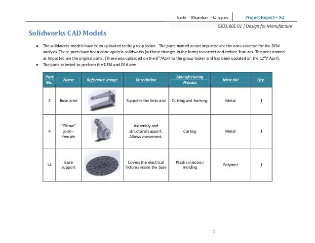 Design For Manufacturing Report | design for manufacturing assembly report table l Design For Manufacturing Report | design for manufacturing assembly report table l